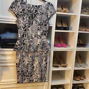 bebe Black and White Snake Print Dress
